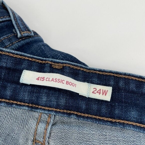 Levi's 415 Classic Boot Blue Bootcut High Rise Jeans Womens Size 24W Stretch - Picture 5 of 11